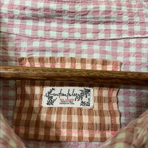 Intimately Free People Checked Out Sleep Shirt Pink Check Oversized Women’s M - Picture 4 of 6